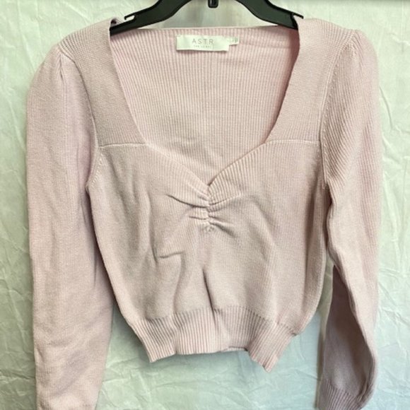 Astr Sweaters Astr Pale Pink Ribbed Sweater Sz L Poshmark